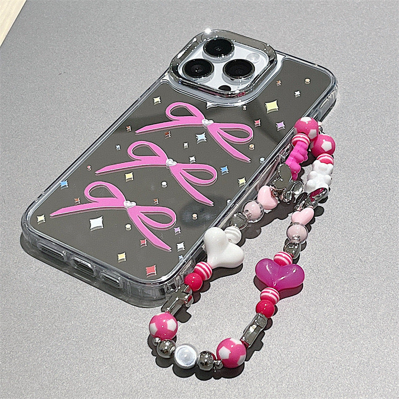 Dinos。鏡面,蝴蝶結,手機鏈,三合一iPhone 保護殼
