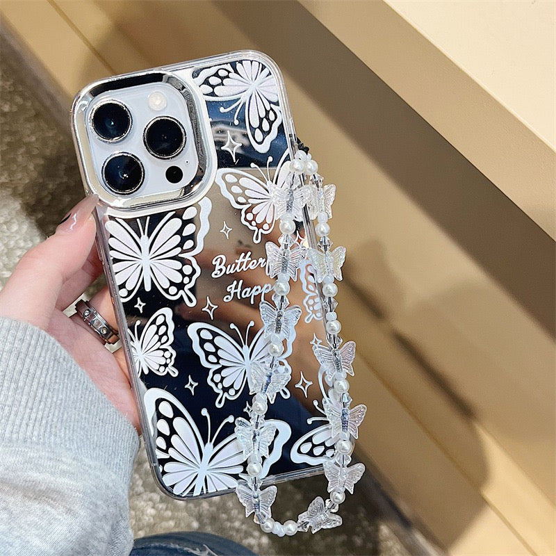 Dinos。 鏡面 iPhone 保護殼三合一加手機鏈