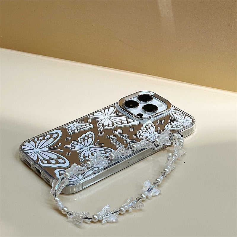 Dinos。 鏡面 iPhone 保護殼三合一加手機鏈