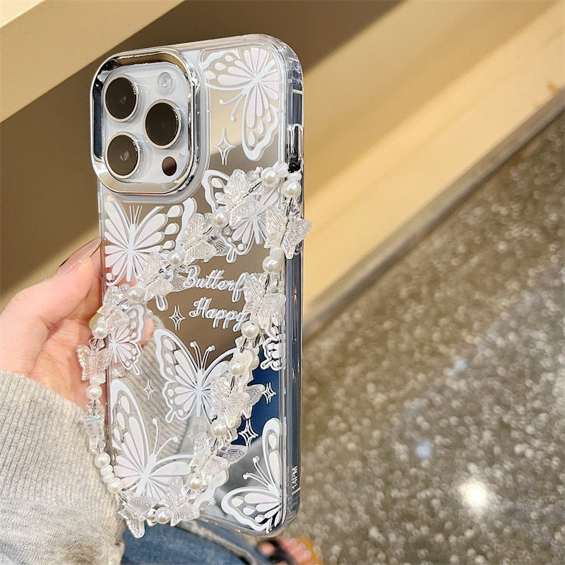 Dinos。 鏡面 iPhone 保護殼三合一加手機鏈