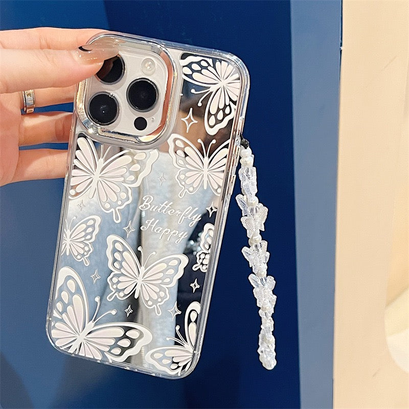 Dinos。 鏡面 iPhone 保護殼三合一加手機鏈