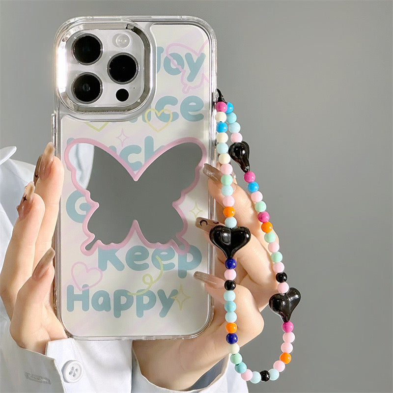 Dinos。 鏡面 iPhone 保護殼三合一加手機鏈