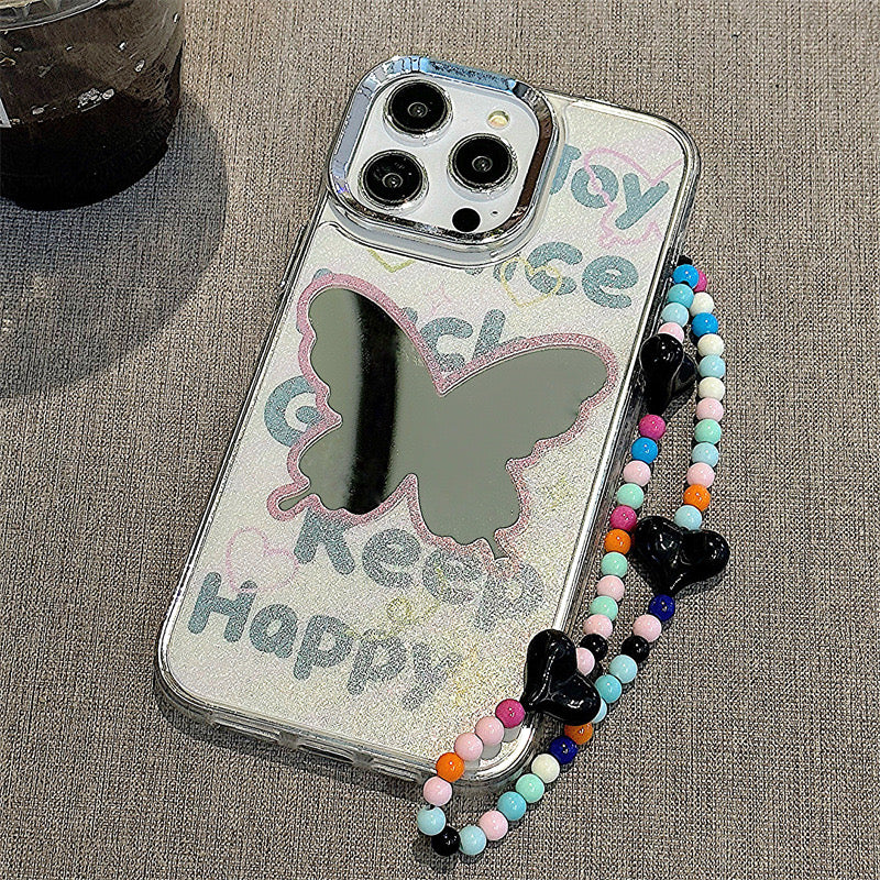 Dinos。 鏡面 iPhone 保護殼三合一加手機鏈