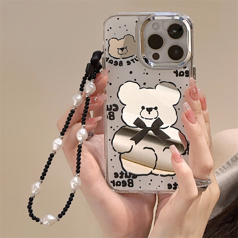 Dinos。 鏡面 iPhone 保護殼三合一加手機鏈