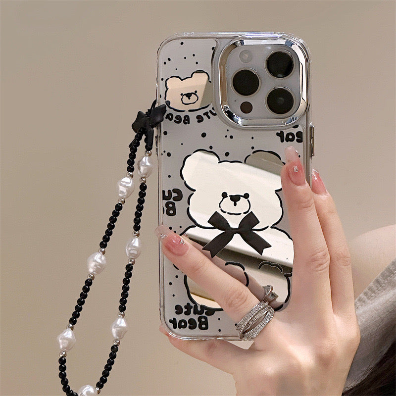 Dinos。 鏡面 iPhone 保護殼三合一加手機鏈