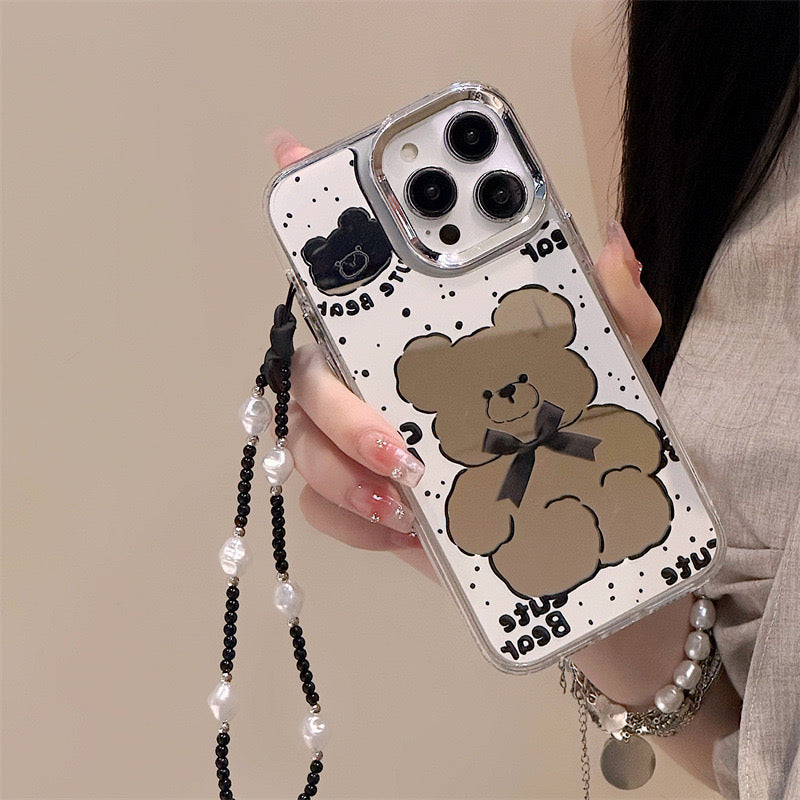 Dinos。 鏡面 iPhone 保護殼三合一加手機鏈