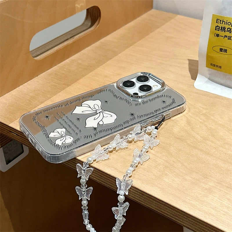 Dinos。 鏡面 iPhone 保護殼三合一加手機鏈