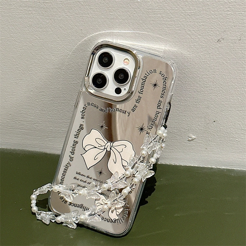 Dinos。 鏡面 iPhone 保護殼三合一加手機鏈