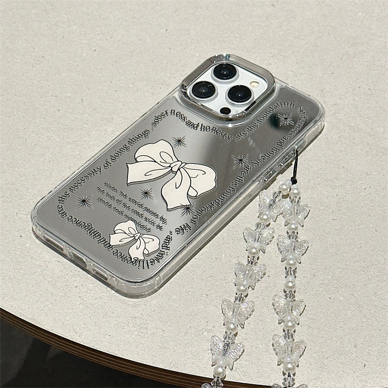 Dinos。 鏡面 iPhone 保護殼三合一加手機鏈