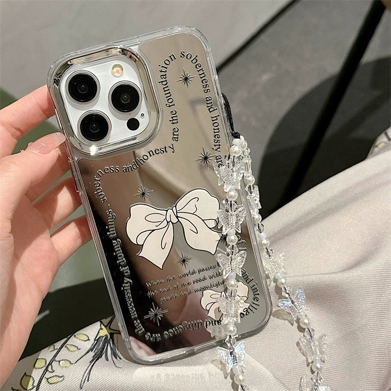 Dinos。 鏡面 iPhone 保護殼三合一加手機鏈