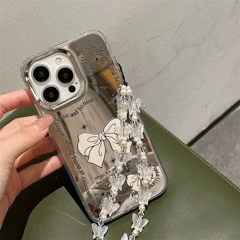 Dinos。 鏡面 iPhone 保護殼三合一加手機鏈