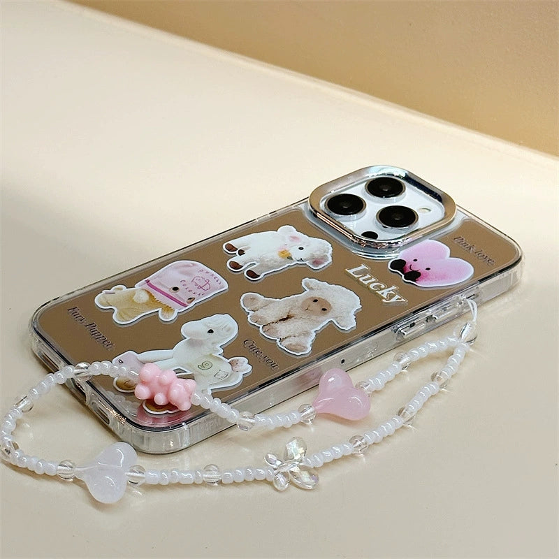 Dinos。 鏡面 iPhone 保護殼三合一加手機鏈