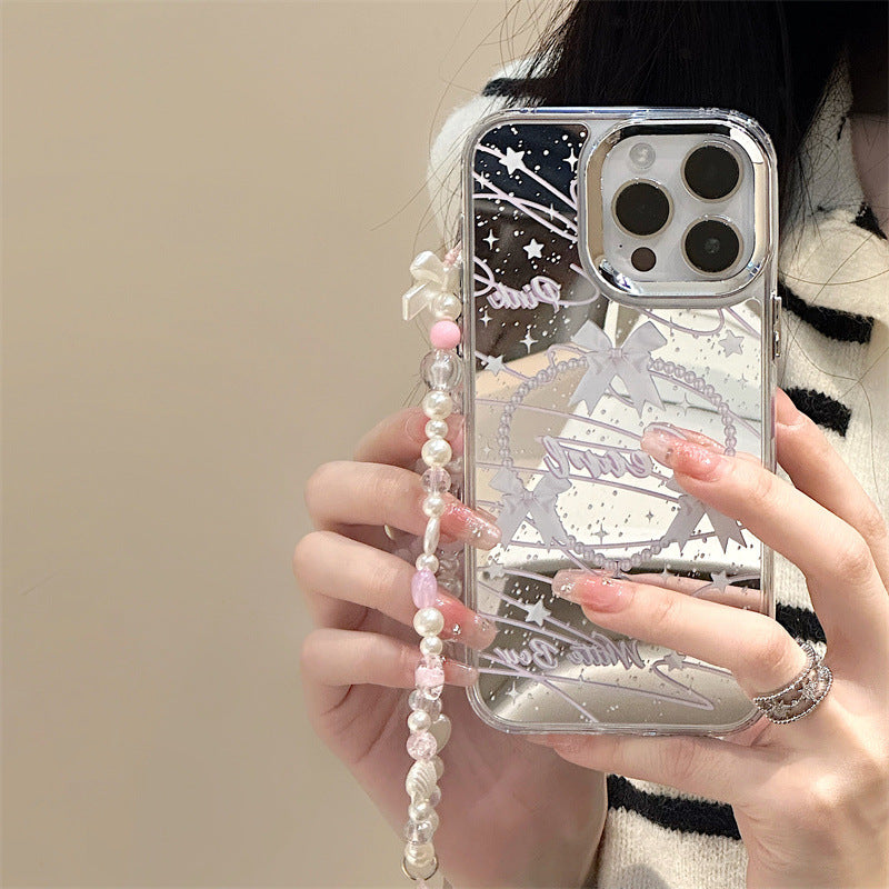Dinos。 鏡面 iPhone 保護殼三合一加手機鏈