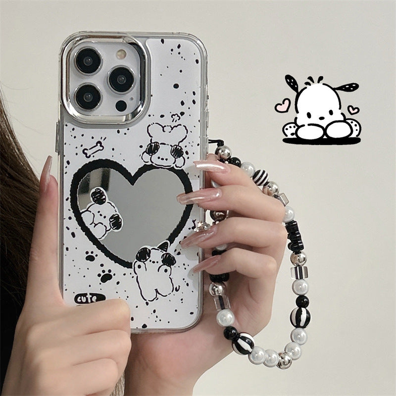 Dinos。 鏡面 iPhone 保護殼三合一加手機鏈