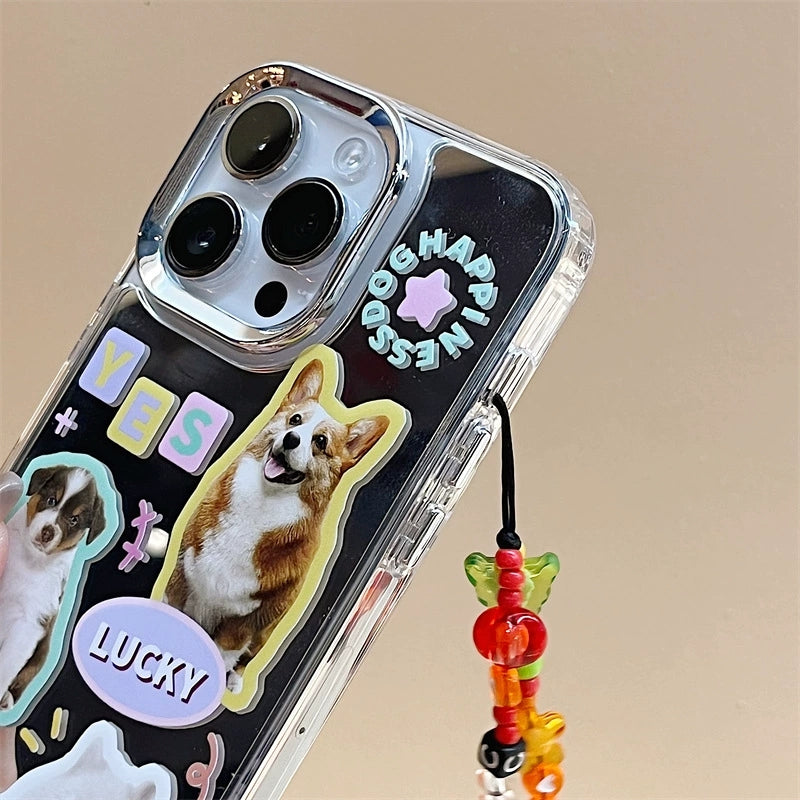 Dinos。 鏡面 iPhone 保護殼三合一加手機鏈