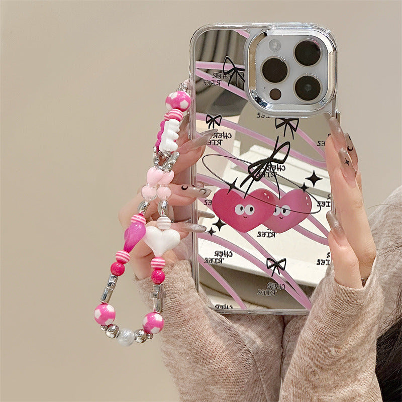 Dinos。苹果手机壳爱心手机链三合一镜面