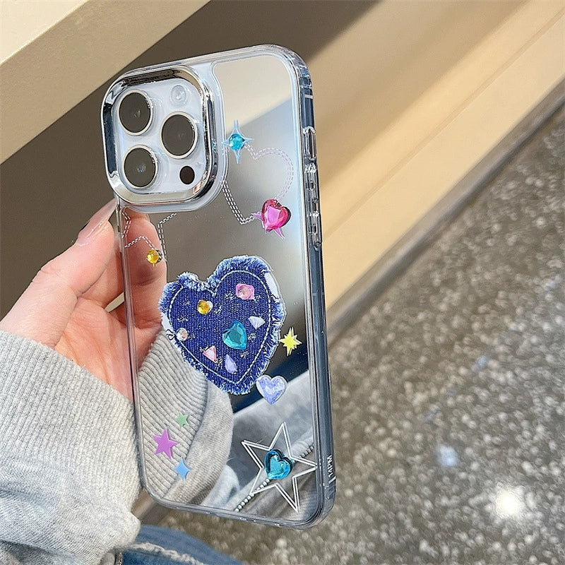 Dinos。愛心iphone手機殼鑽飾三合一鏡面