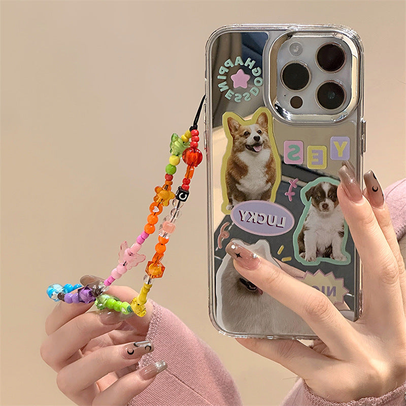 Dinos。 鏡面 iPhone 保護殼三合一加手機鏈