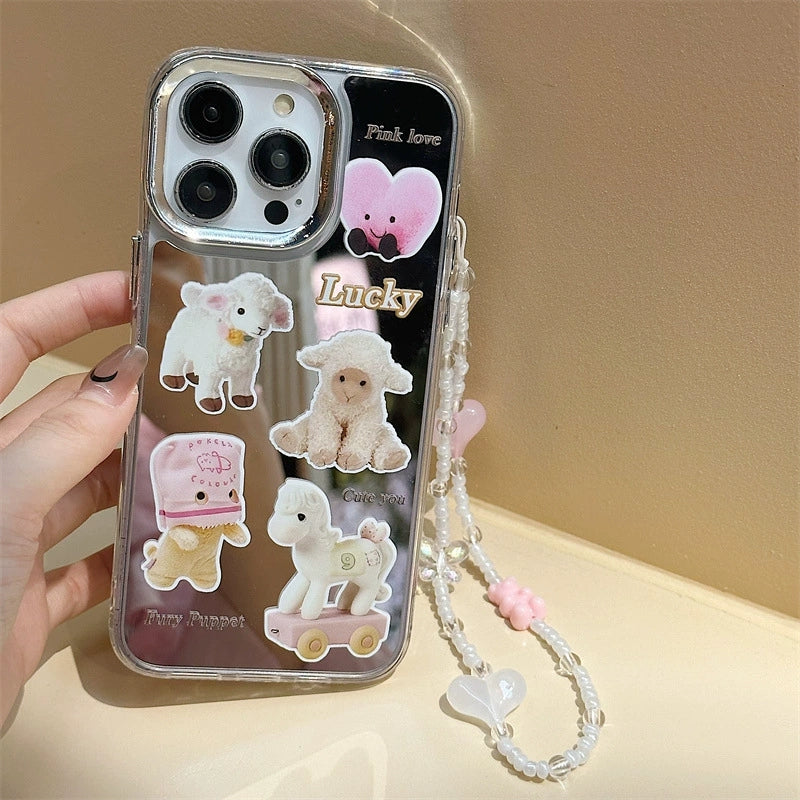 Dinos。 鏡面 iPhone 保護殼三合一加手機鏈