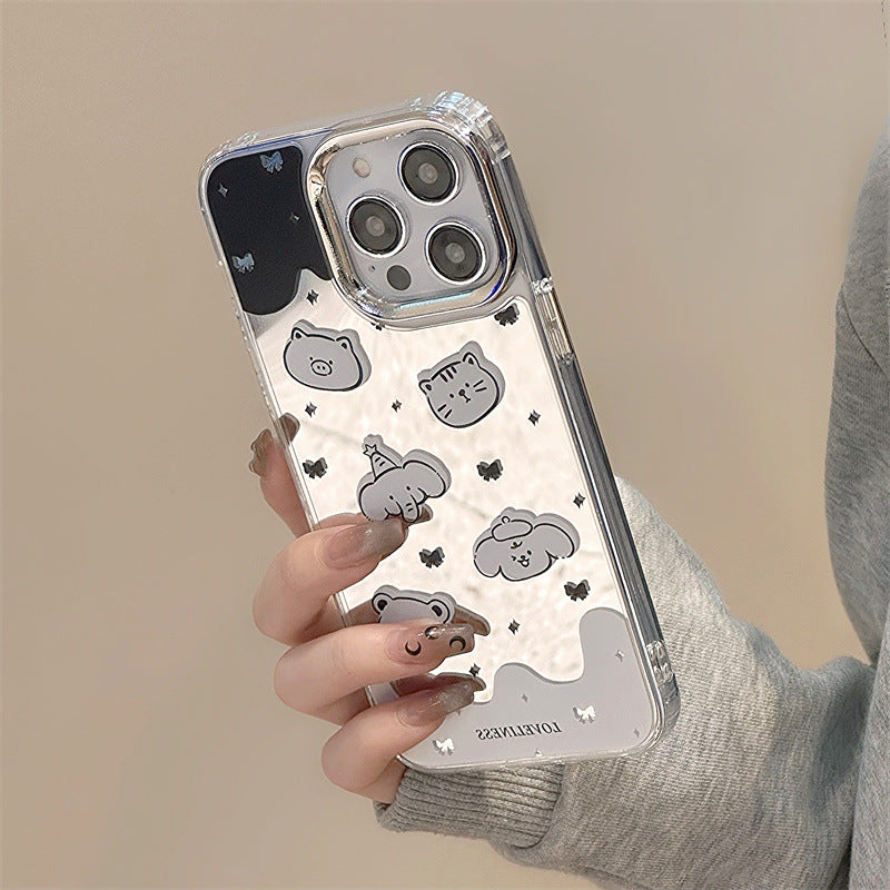 Dinos。蘋果卡通硅膠手機殼手鍊三合一鏡面