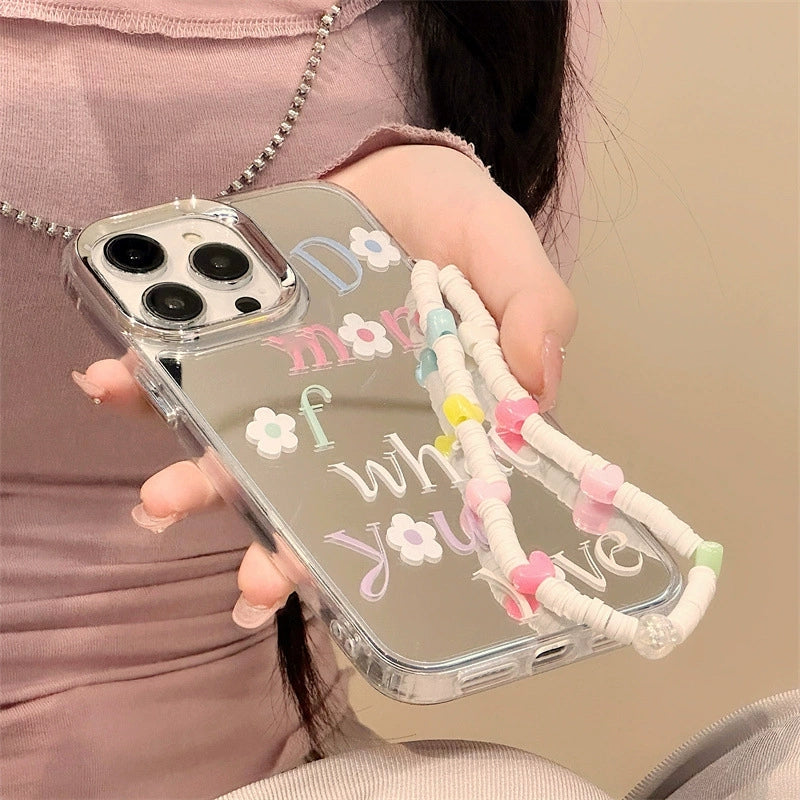 Dinos。 鏡面 iPhone 保護殼三合一加手機鏈