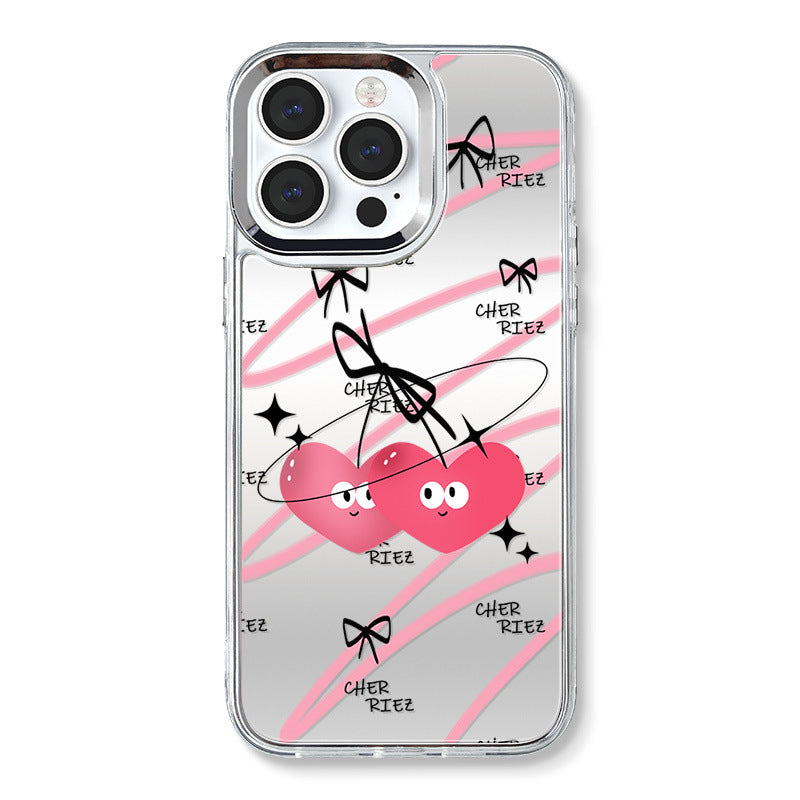 Dinos。苹果手机壳爱心手机链三合一镜面