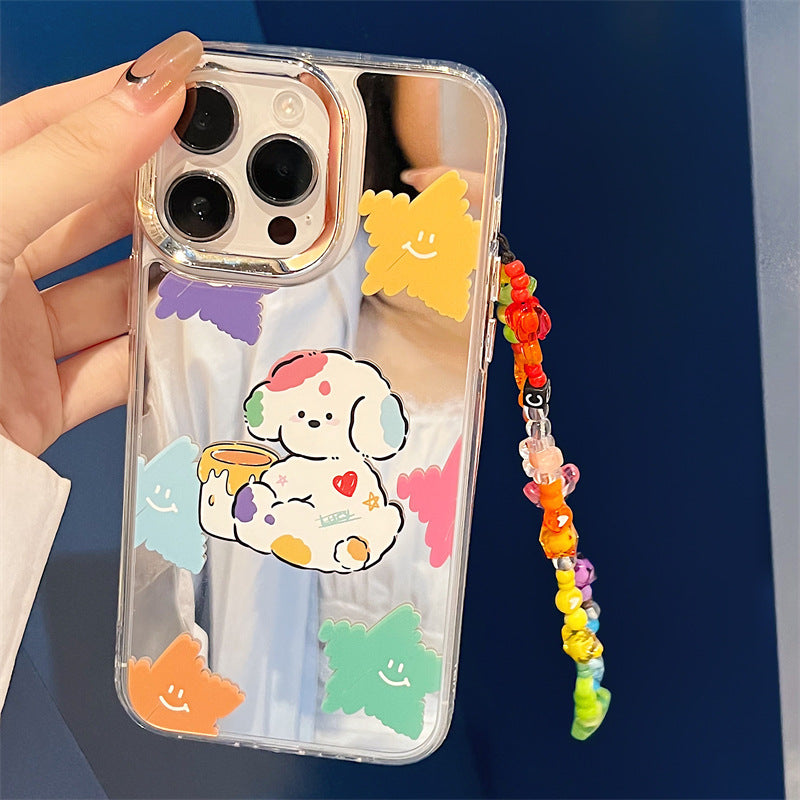 Dinos。iphone卡通硅膠手機殼三合一鏡面加手機鏈