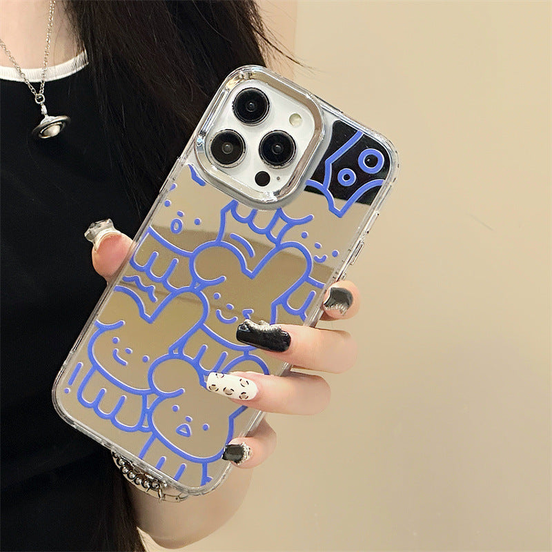 Dinos。 鏡面 iPhone 保護殼三合一加手機鏈
