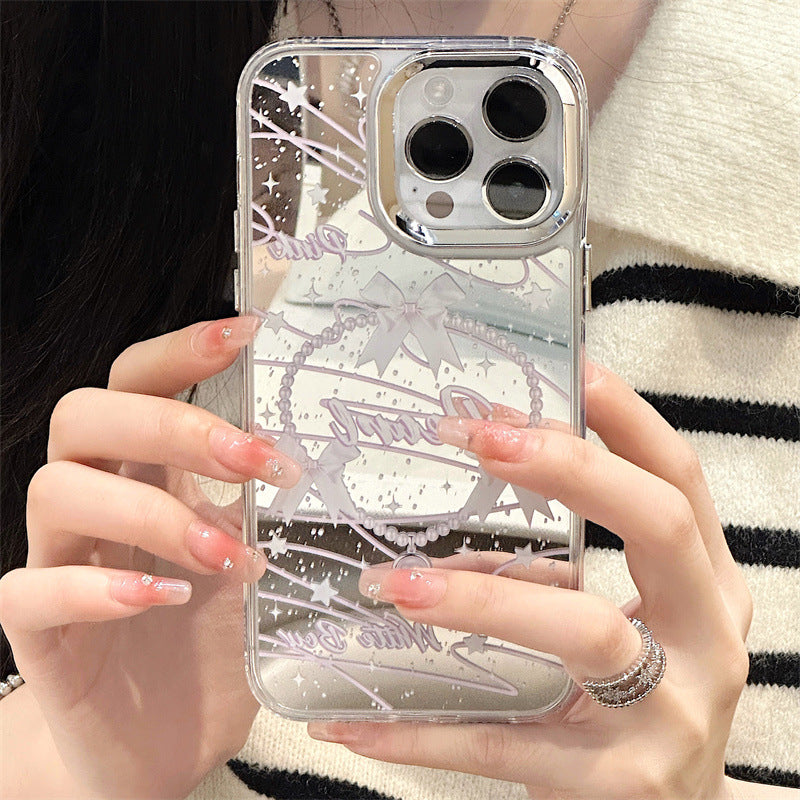 Dinos。 鏡面 iPhone 保護殼三合一加手機鏈