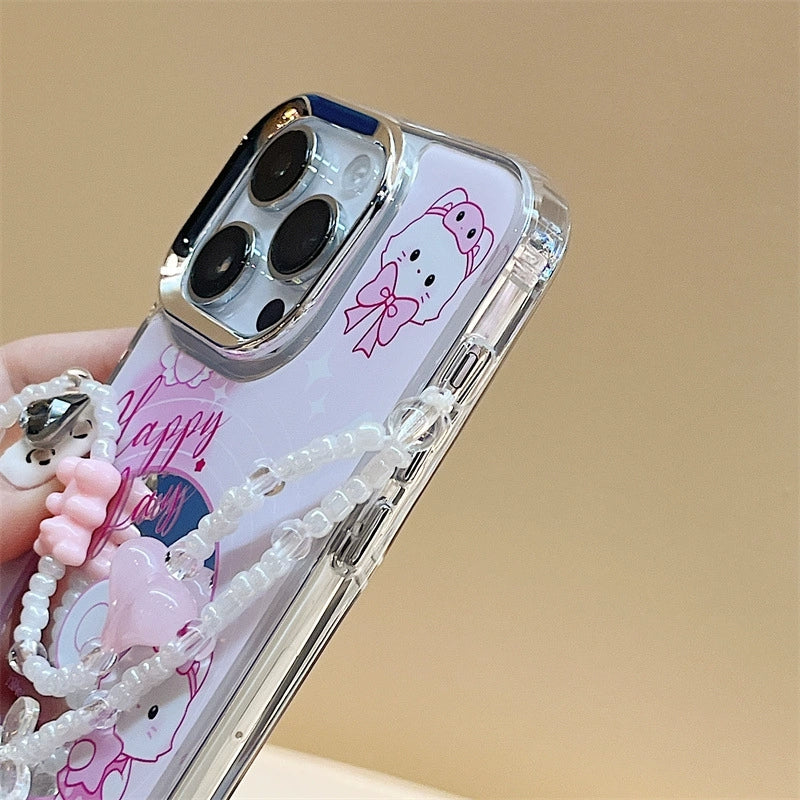 Dinos。 鏡面 iPhone 保護殼三合一加手機鏈
