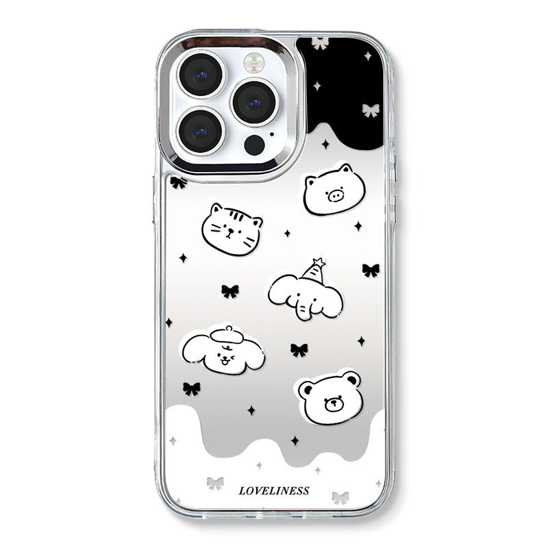 Dinos。蘋果卡通硅膠手機殼手鍊三合一鏡面