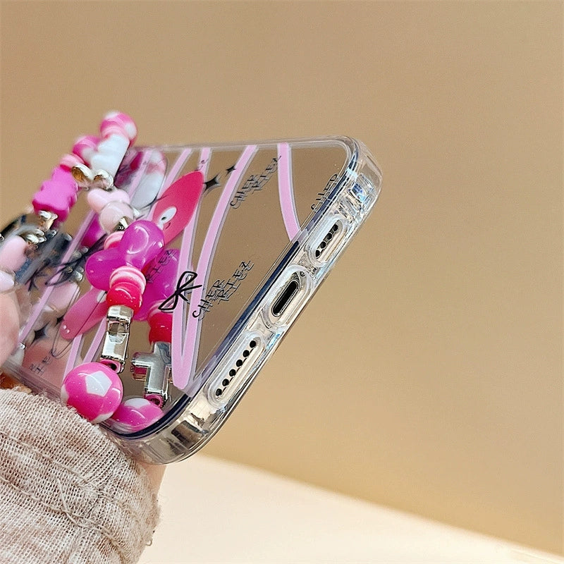 Dinos。苹果手机壳爱心手机链三合一镜面