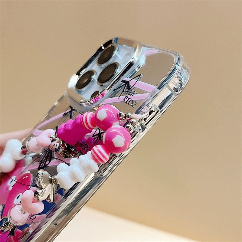 Dinos。苹果手机壳爱心手机链三合一镜面