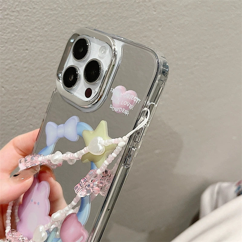 Dinos。 鏡面 iPhone 保護殼三合一加手機鏈