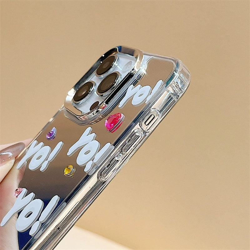 Dinos。蘋果手機殼三合一鏡面鑽飾