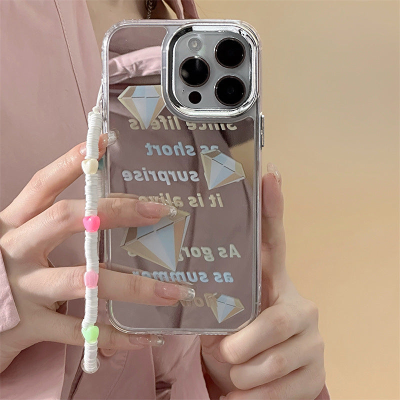 Dinos。 鏡面 iPhone 保護殼三合一加手機鏈