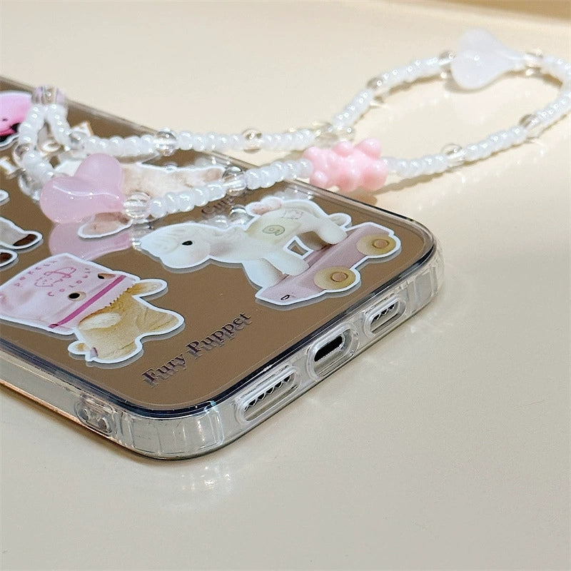 Dinos。 鏡面 iPhone 保護殼三合一加手機鏈