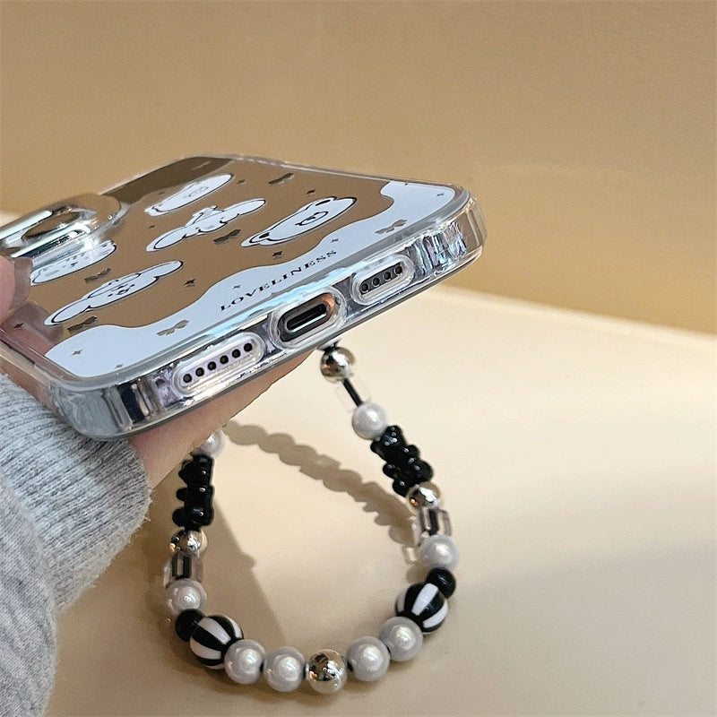 Dinos。蘋果卡通硅膠手機殼手鍊三合一鏡面