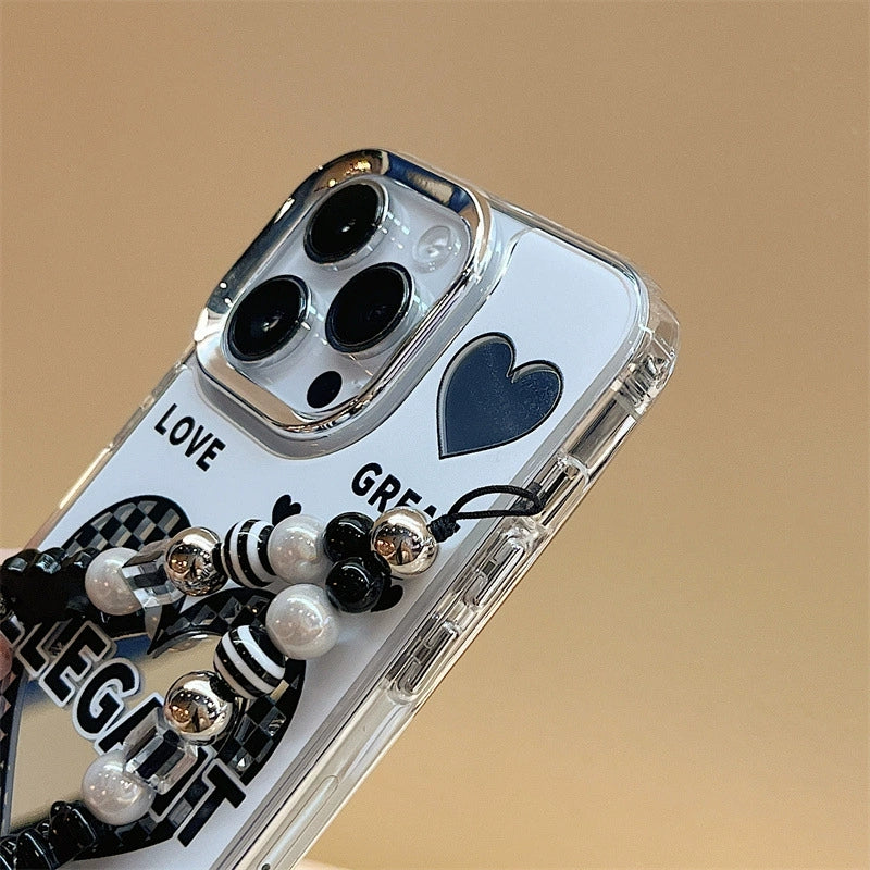 Dinos。 鏡面 iPhone 保護殼三合一加手機鏈