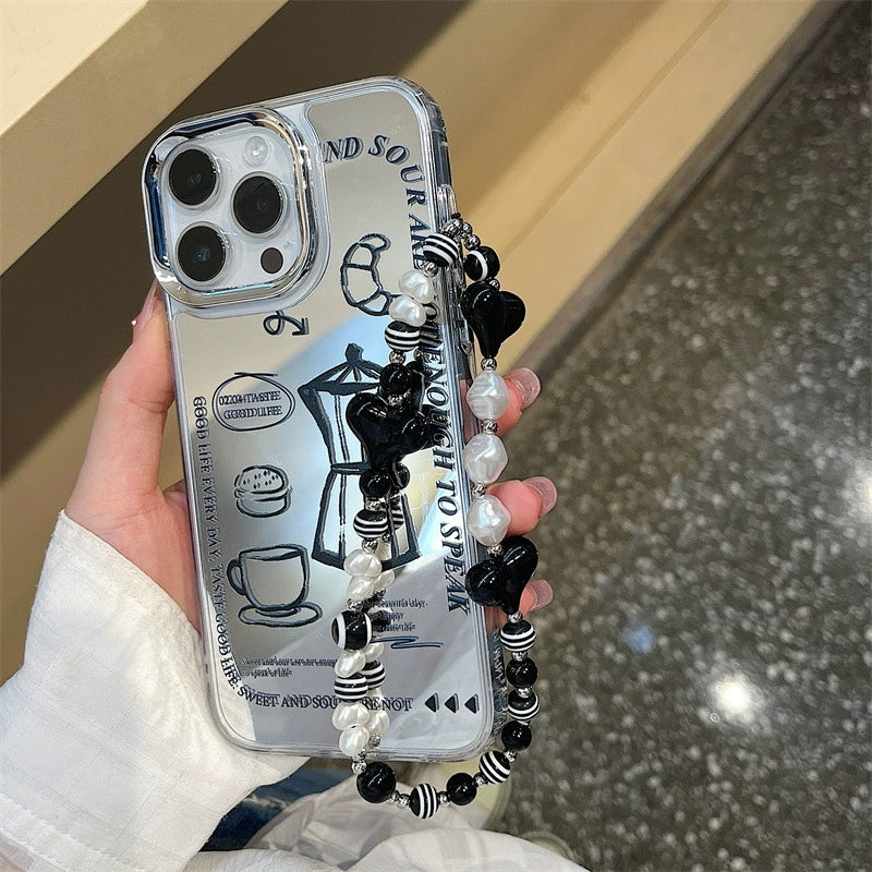 Dinos。 鏡面 iPhone 保護殼三合一加手機鏈