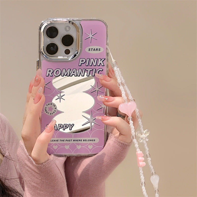 Dinos。 鏡面 iPhone 保護殼三合一加手機鏈