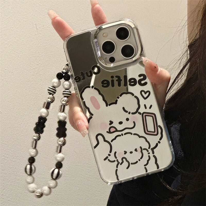 Dinos。 鏡面 iPhone 保護殼三合一加手機鏈