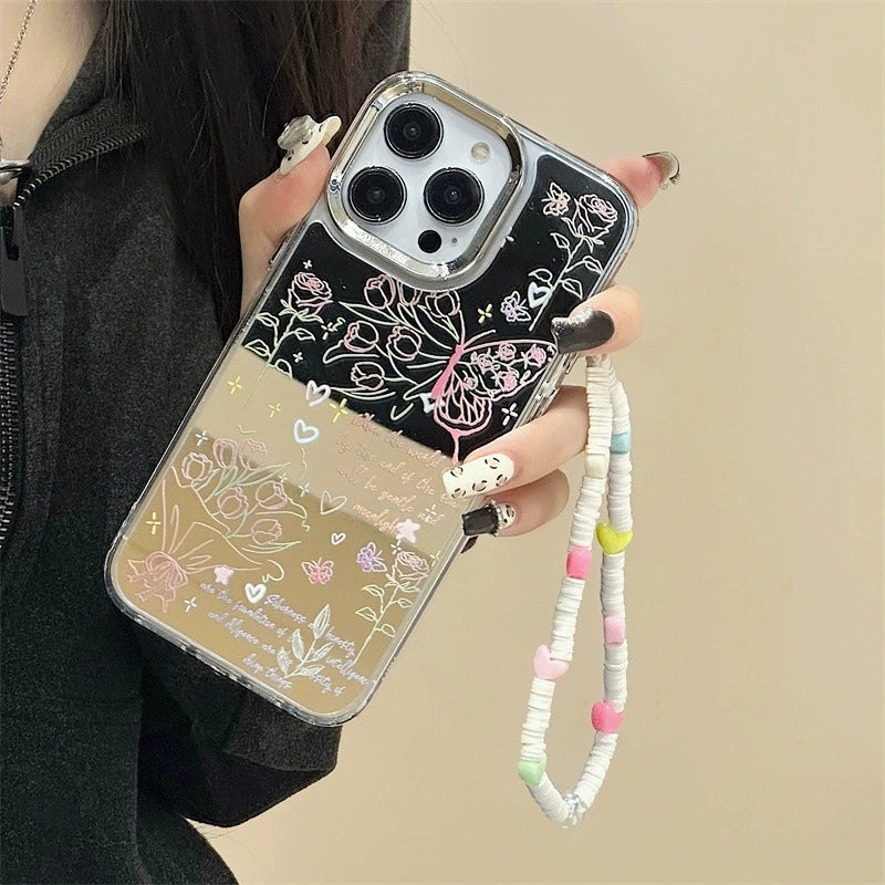 Dinos。iPhone手機殼蘋果三合一鏡面加手鍊