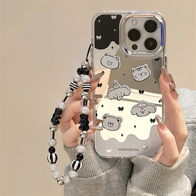 Dinos。 鏡面 iPhone 保護殼三合一加手機鏈