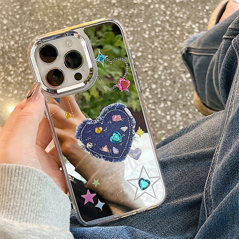 Dinos。愛心iphone手機殼鑽飾三合一鏡面