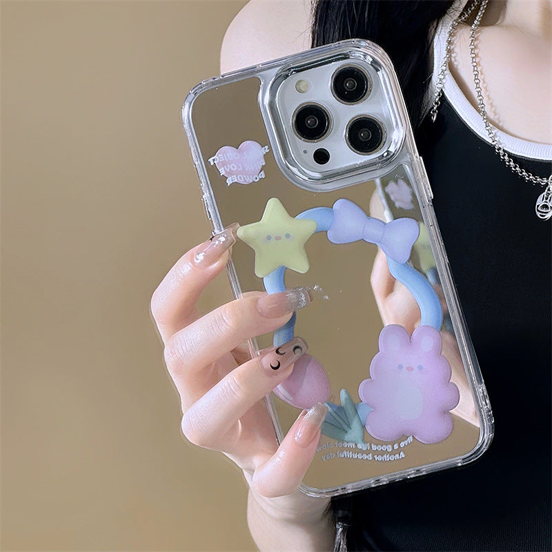 Dinos。 鏡面 iPhone 保護殼三合一加手機鏈