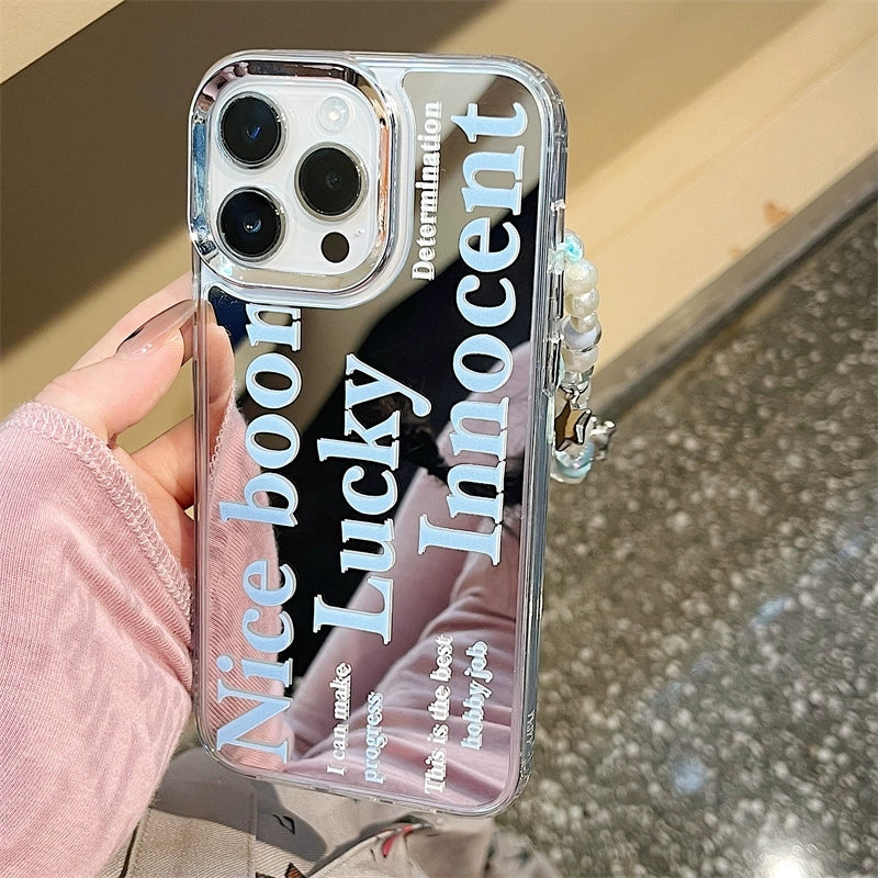 Dinos。 鏡面 iPhone 保護殼三合一加手機鏈