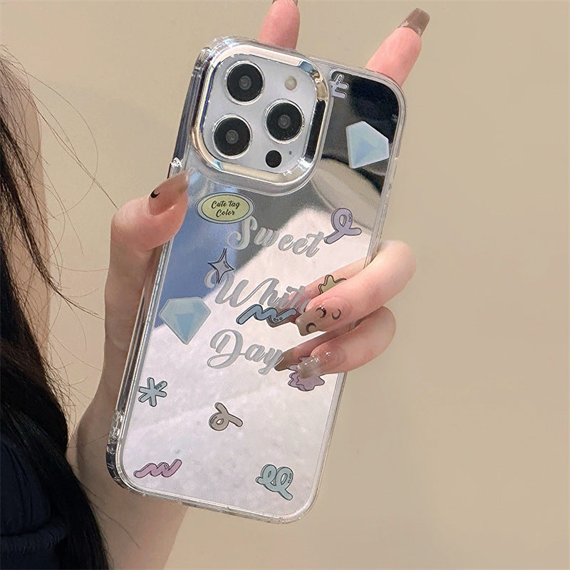 Dinos。 鏡面 iPhone 保護殼三合一加手機鏈