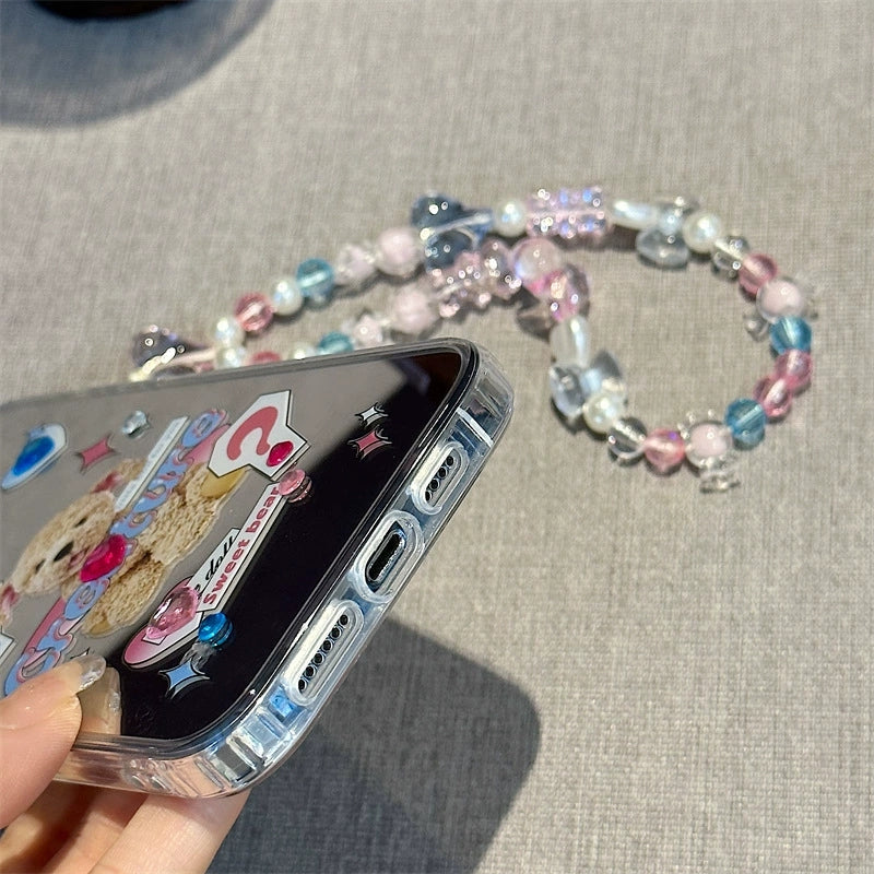 Dinos。 鏡面 iPhone 保護殼三合一加手機鏈
