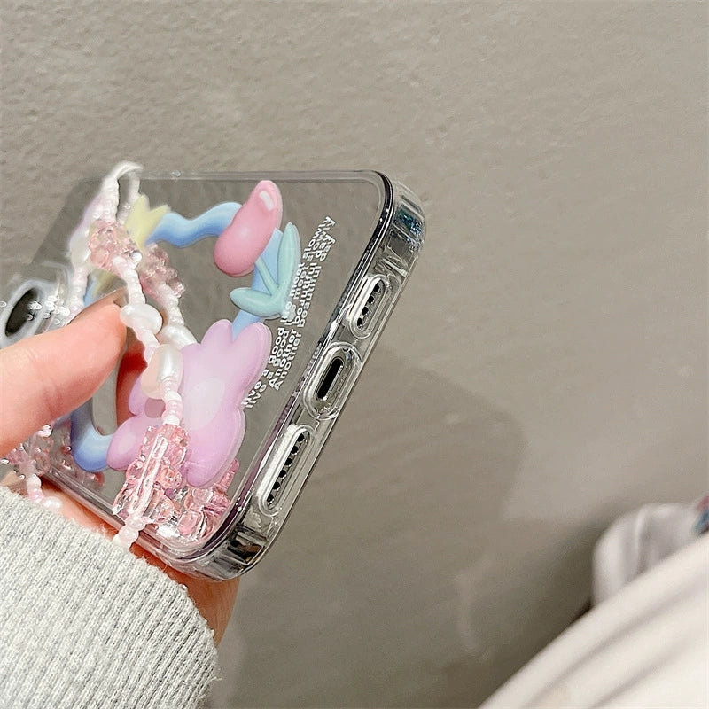 Dinos。 鏡面 iPhone 保護殼三合一加手機鏈